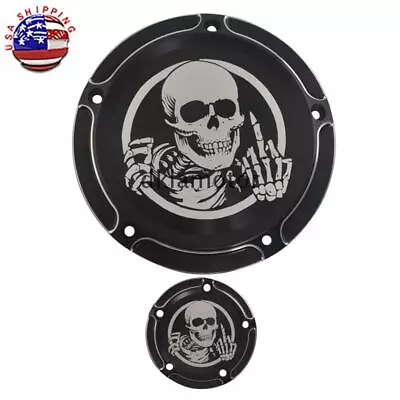 Motorcycle Black Edge Cut Derby Timing Timer Cover For Harley Touring Softail US • $47.14