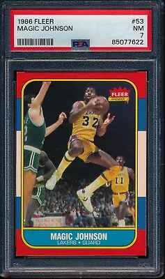 1986 Fleer Magic Johnson #53 PSA 7 NM. Freshly Graded New Label • $65.99