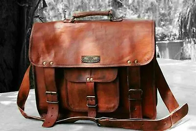 Leather  Bag Vintage Messenger Men's Satchel Laptop School Case GVB Full Grian  • $49.59