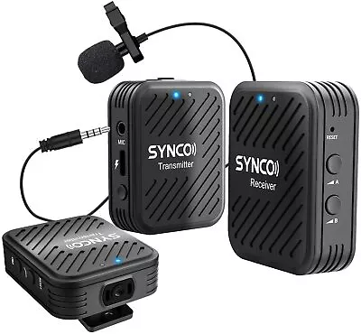 UK SYNCO G1(A2) Lavalier Wireless Microphone 2.4GHz For Camera Smartphone To 50m • £32.99