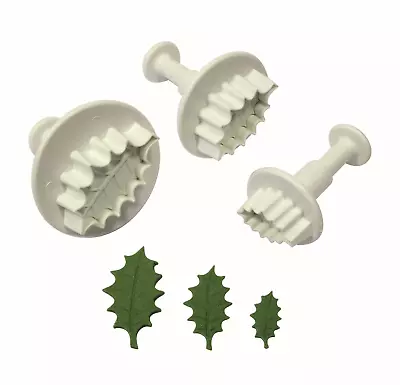 PME VEINED HOLLY LEAF Plastic Icing Plunger Cutters Sugarcraft Cake ALL SIZES • £11.99