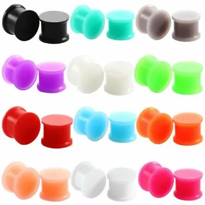 £2.69 • Buy 3mm - 25mm Silicone Ear Plug Tunnel Piercing Flesh Retainer Black Skin Hider 