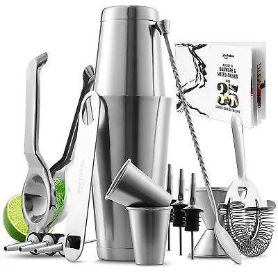 16 PC Bartender Kit Complete Cocktail Shaker Bar Tools Set With Lemon Squeezer • $25.99