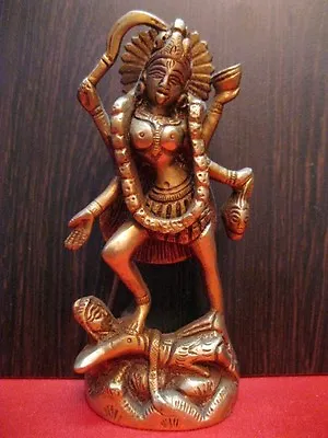 $29.90 • Buy Kali Brass Statue Shiva Alter Meditation Durga Kaali Maa Hindu Goddess~k109