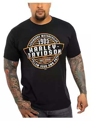 Harley-Davidson Men's Function Crew-Neck Short Sleeve Cotton T-Shirt - Black • $26.95