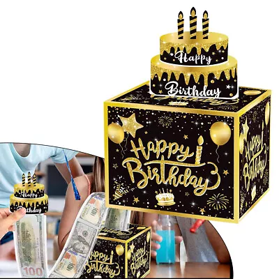 Happy Birthday Day Money Box Surprise Gift Box For Cash Gift With Pull Out Card • £5.39