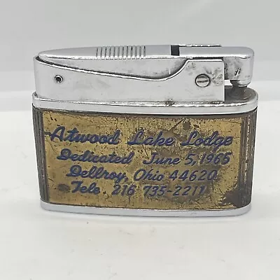 Vintage Japan Automatic Super Lighter Atwood Lake Lodge Dedication 1965 • $30