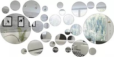 32 Pieces Mirror Wall Stickers Removable Acrylic Mirror Setting Adhesive Round C • $12.17