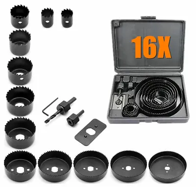 16PC Hole Steel Saw Kit Metal Circle Cutter Round Drill Bits Wood Alloy 19-127mm • £7.83