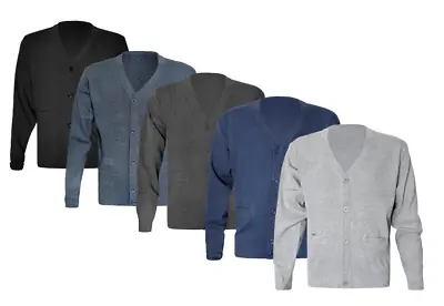 Men's Plain Button-up Cardigan Mens Classic Cardigan Sweater Long Sleeve (903) • £12.65