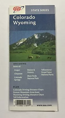 2003-2004 Aaa Vacation Travel Guide Map Of Colorado - Wyoming ~ State Series • $2.99