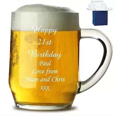 Personalised 1 Pint Glass Tankard 18th 21st 30th Birthday Free Gift Box • £9.95