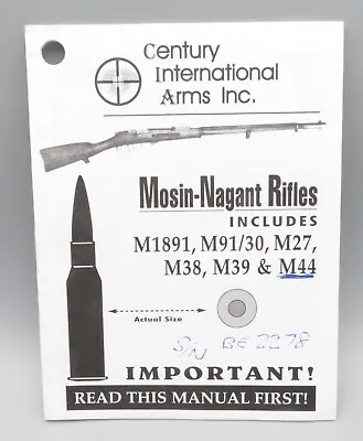 Gun Rifle Instruction Manual Mosin-Nagant M1891 M91-30 M27 M38 M39 M44 • $9.99