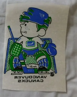 Vintage  Vancouver Canucks Iron On T-shirt Decal Goalie • $7