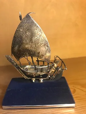 £45 • Buy Silver Plated Sailing Ship Yacht Boat Figurine Nautical
