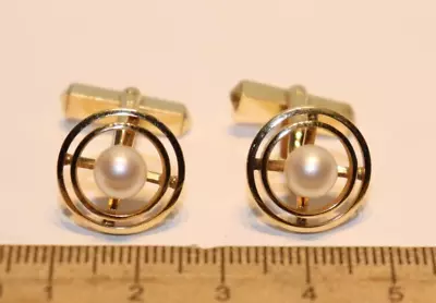 Vintage 14k 5mm Mikimoto Cufflinks 9.97 Grams • $499.99