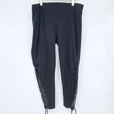 Torrid Black Lace Side Panel Lace Up Ankle Tie Stretch Leggings Size 3X • £24.12