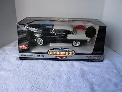 1/18 Ertl / American Muscle Black / White 1955 Chevy Bel Air Cannaday's Hobby • $49.99