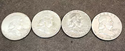 Lot Of 4 Franklin Half Dollars 1950 1954 1957 1961 • $36