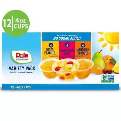 (12 Cups) Dole Fruit Bowls No Sugar Added Variety Pack 4 Oz • £10.74