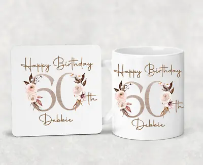 £11.99 • Buy Personalised Birthday Any Age 50th 60th 70th 80th 90th Mug Cup & Coaster Gift 