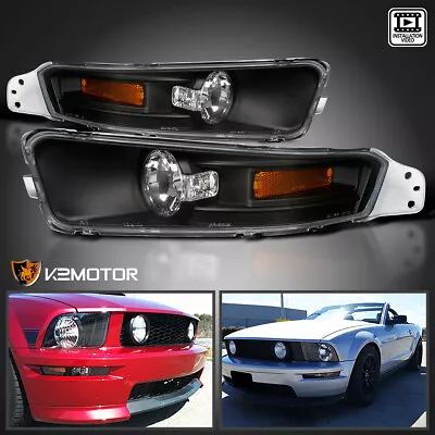 Fits 2005-2009 Ford Mustang Black Bumper Turn Signal Parking Lights Left+Right • $44.38