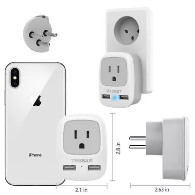 Israel Palestine Power Adapter Plug With 2 USB Phone Charger 1 Outlet For Travel • $13.99