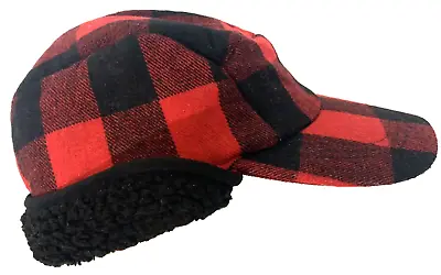Eddie Bauer Hadlock Hat Cap L / XL Red Buffalo Check Paid Ear Flaps HUNTERS • $26.99