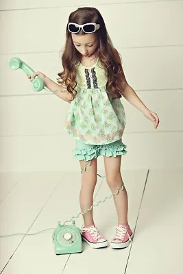 Matilda Hello Lovely Pretty Pattern Sara Top Floral Lace Pink Green Pastel 4t Ln • $18.49