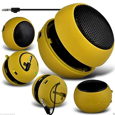 3.5mm Mini Capsule Travel Portable Rechargeable Speaker✔YELLOW • £6.95