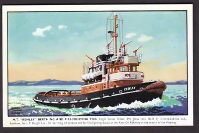 Shipping Kent Medway Fire Fighting TUG 'KENLEY' C1960/70s?? Postcard • £6