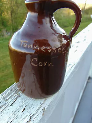 Vintage 6  Incised Brown Stoneware MINI Jug  Tennessee Corn  Whiskey Moon Shine • $32
