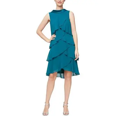 SLNY Womens Chiffon Tiered Semi-Formal Fit & Flare Dress BHFO 6433 • $23.99