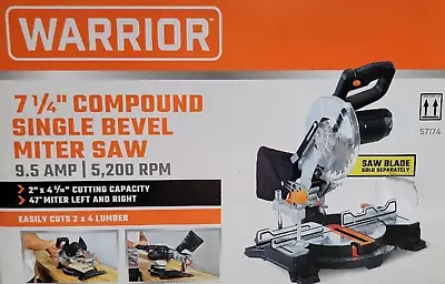 WARRIOR 7-1/4 In. Single Bevel High Power Durable Compound Miter Saw Workshop • $149.95