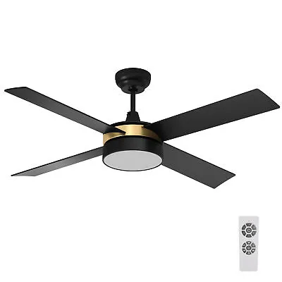 Ceiling Fan Light 52 Inch 4 Black Blades LED Chandelier Lamp W/ Remote Control • $79.99