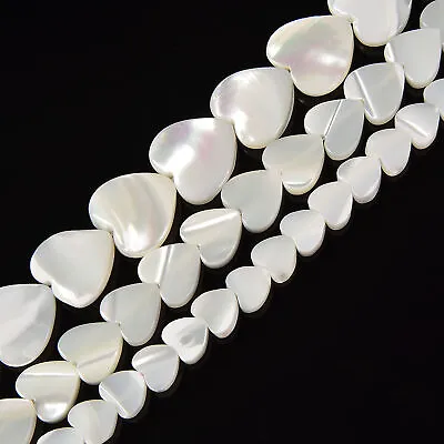 Iridescent White Mother Of Pearl MOP Shell Heart Beads 6mm To 12mm 15.5'' Strand • $9.89