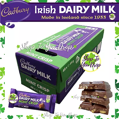 FULL BOX 48 X IRISH CADBURY MINT CRISP CHOCOLATE 54g Bars Dairy Milk Present☘️🍫 • £59.95