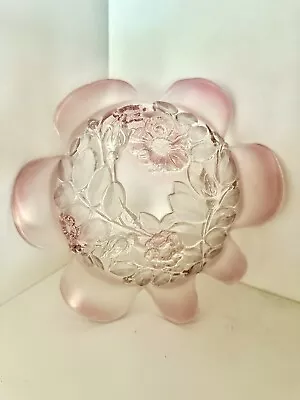 Vintage Mikasa Bowl Rosella Pink Frosted Glass Ruffled Floral • $19