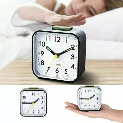 Battery Operated Alarm Clock Quartz No Tick With Night Light Bedside Clocks • $17.91