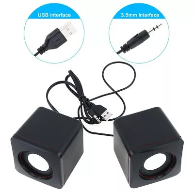 3.5mm Mini USB Wired Computer Speakers Stereo Bass For PC Laptop Desktop Black0x • $8.95
