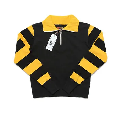 BOB DONG Men's Striped Sweatshirts Moto Biker Style Pullover Half Zip Hoodies • $83.99