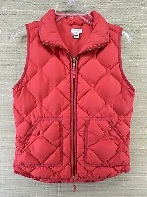 J.Crew Womens Puffer Quilted Vest Sz X Small Sleeveless Full Zip Pink/Red Salmon • $15.99
