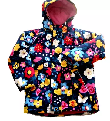 Hanna Andersson Hoodie Snow Jacket 130 8y Navy   With Multi Color Floral • $19.99