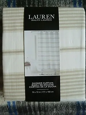 $33.95 • Buy New RALPH LAUREN Beige White Striped Shower Curtain 100% Cotton 70  X 72 