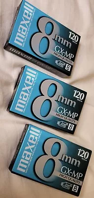 3 Vtg Maxell GX-MP 120 8mm Video Cassette Tape Lot -Unused Sealed • $16.89