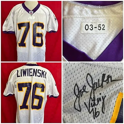 VINTAGE #76 C. Liwienski Signed Minnesota Vikings NFL Football Game Jersey 2003 • $140