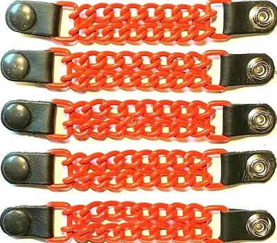 5 Glossy Orange Powder Coated Double Chain Motorcycle Vest Extenders Made In Usa • $29.99