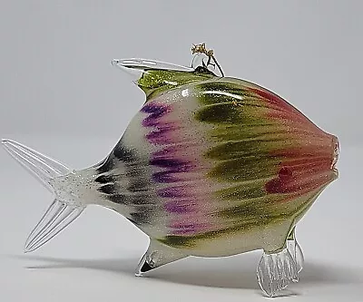 Vintage Blown Glass Multi Colored Tropical Fish Ornament • $13.99