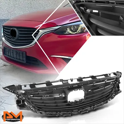 For 14-17 Mazda 6 Factory Style Matte Black Horizontal Slats Grille W/Badge Slot • $47.89