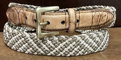 Martin Dingman Men’s 36 Brown Stretch Belt Croc Leather Ends Brass Buckle GUC • $24.99